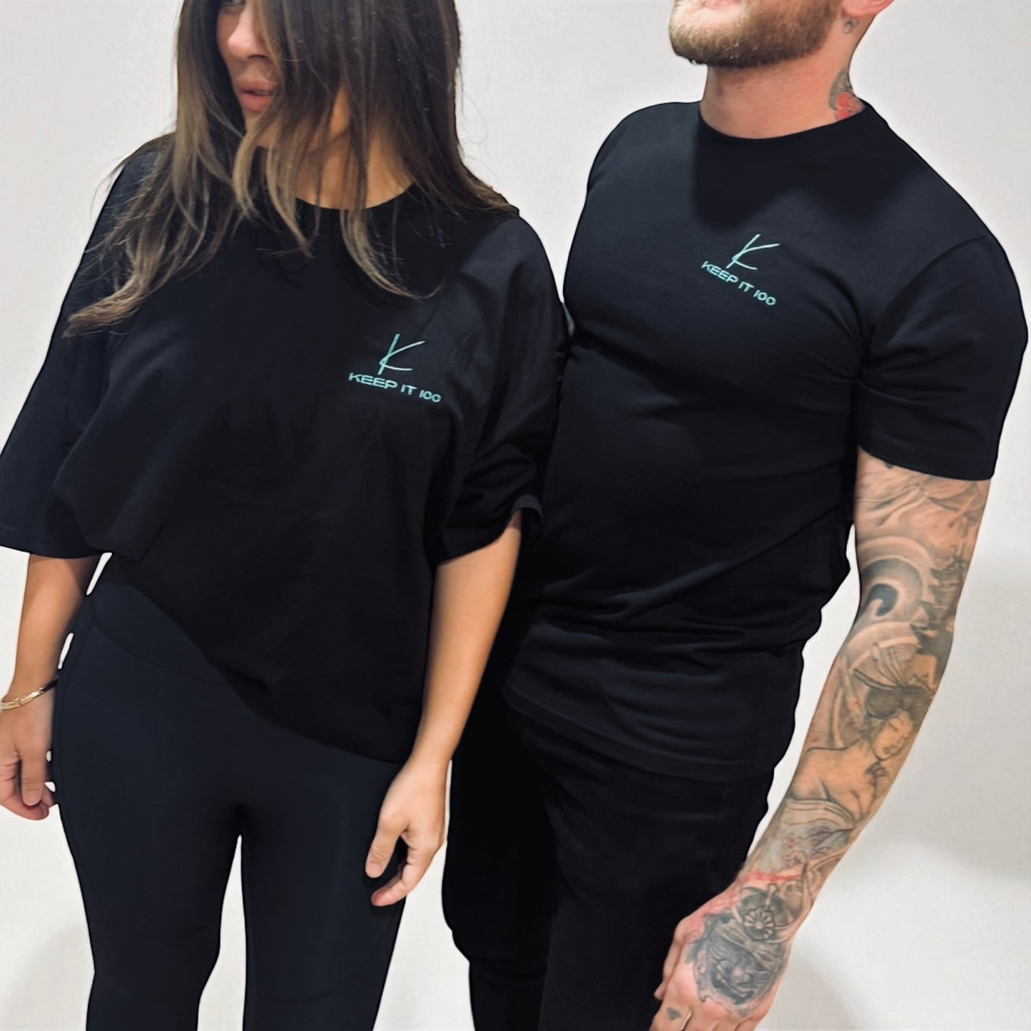 Keep it 100 classic fitted tee black x tiffany blue