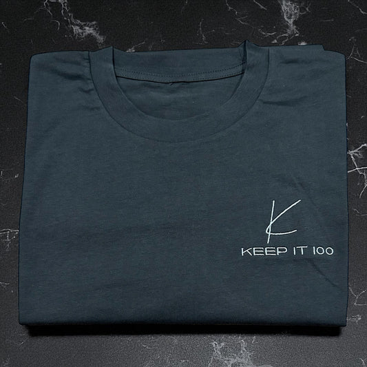 Keep it 100 classic fitted tee coal x grey